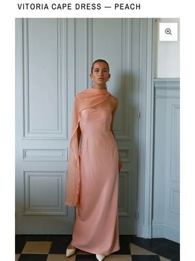Vitoria One-Shoulder Cape Dress — Peach